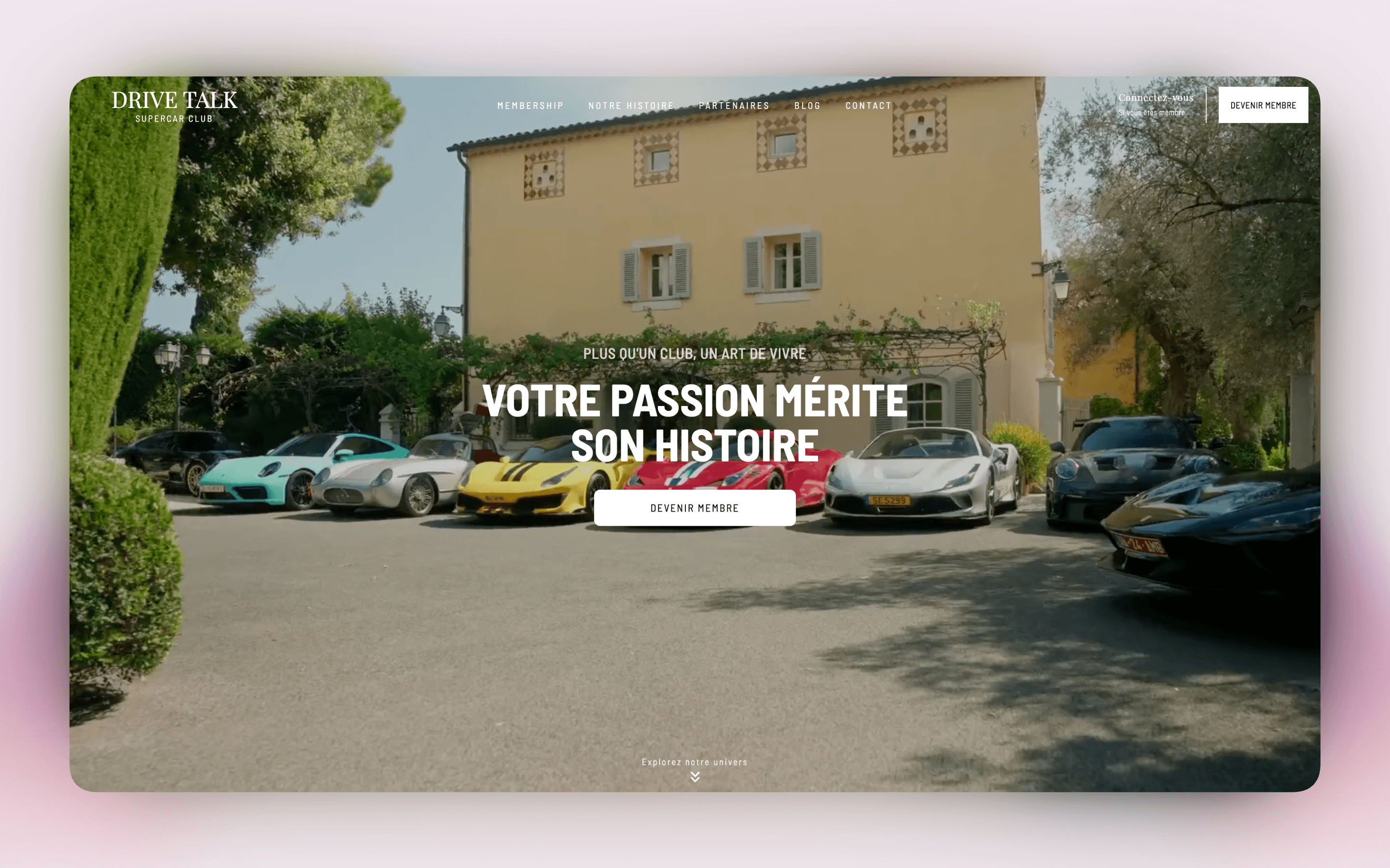Plateforme d'un club automobile de luxe