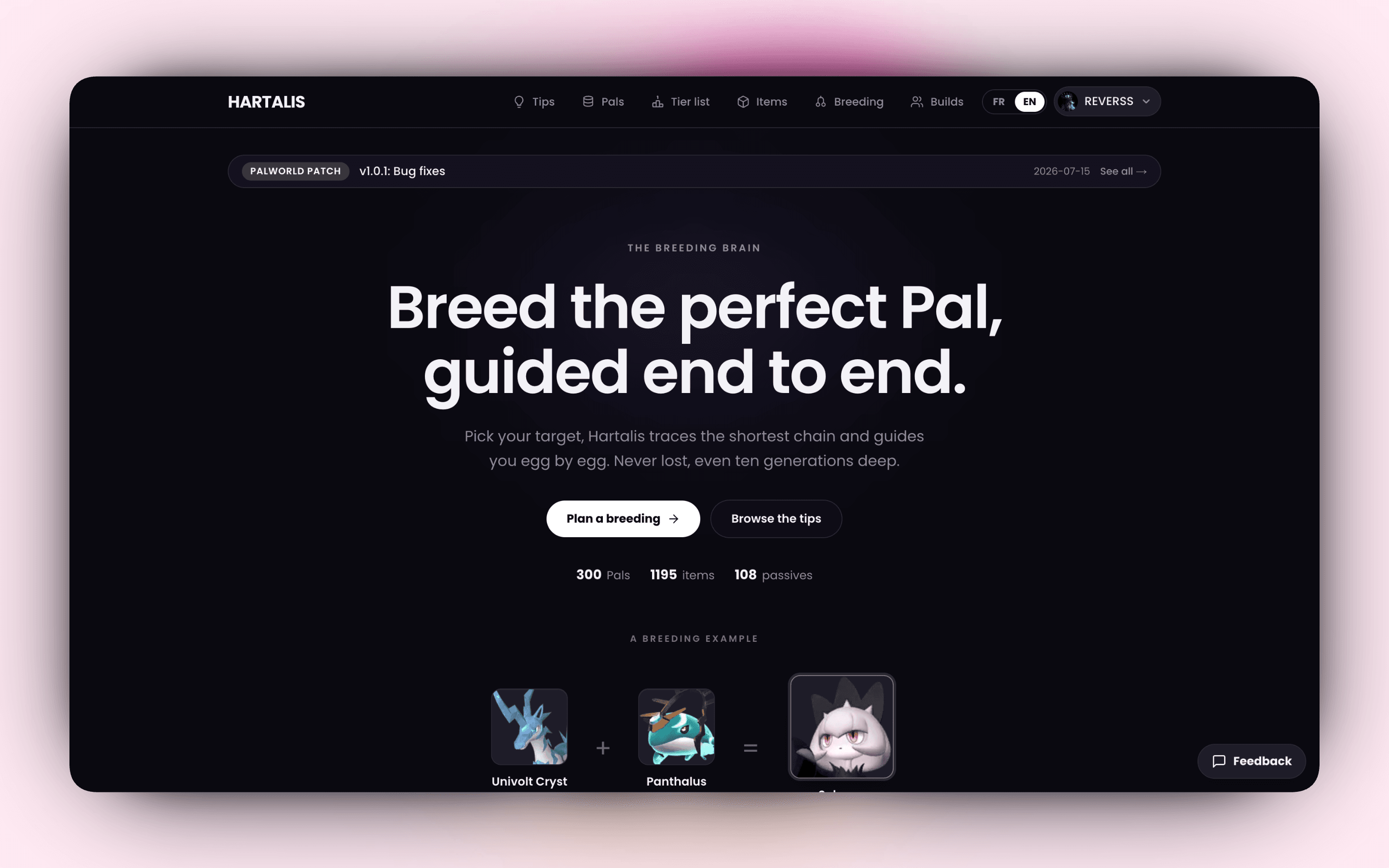 Site compagnon Palworld & planificateur de reproduction